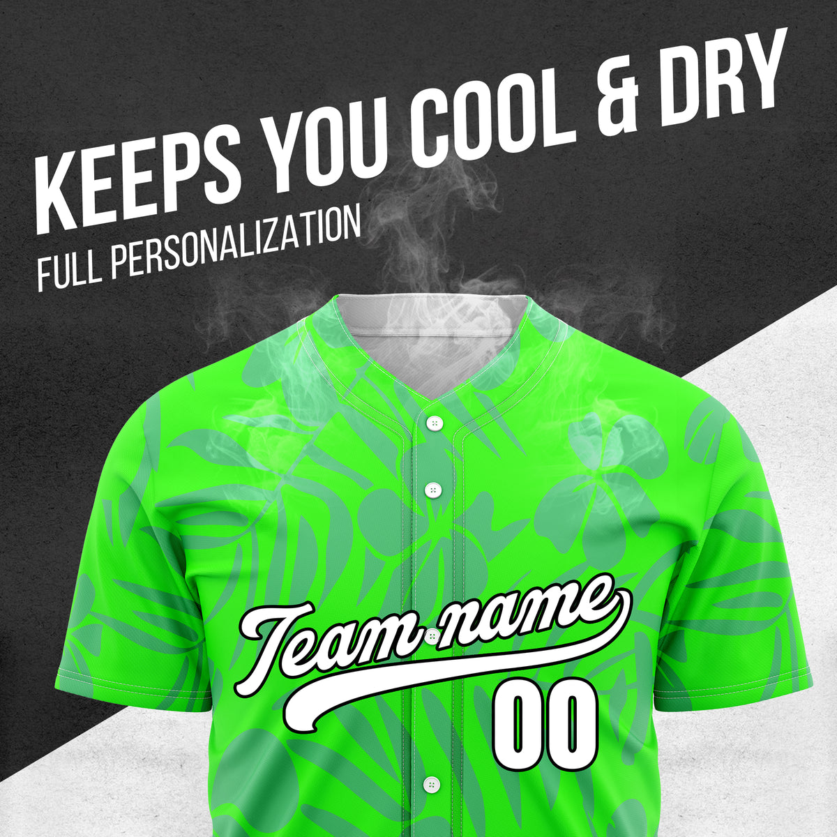 Custom Hawaiian Neon Green Baseball Sports Jersey Personalized Uniform with Name & Number