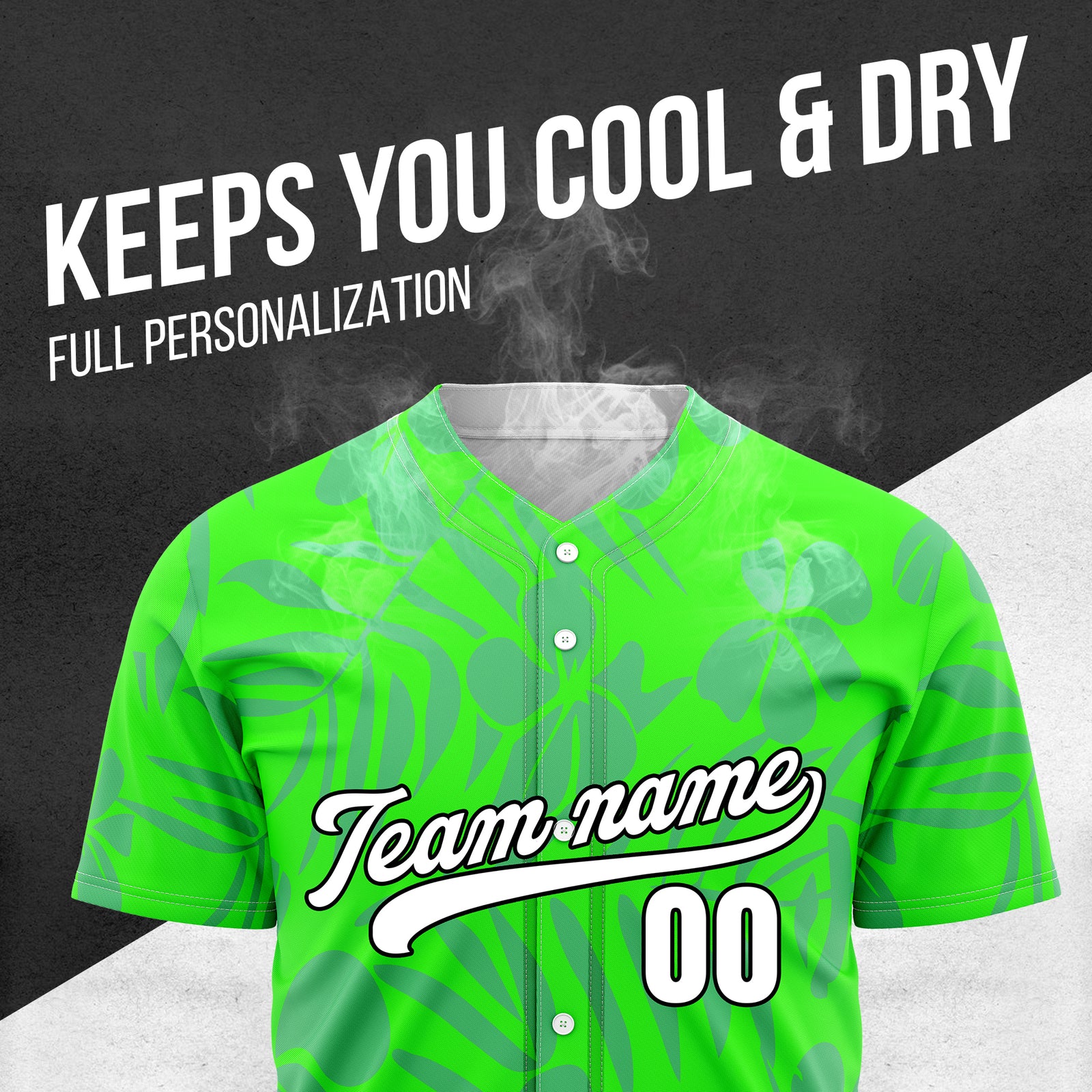 Custom Hawaiian Neon Green Baseball Sports Jersey Personalized Uniform with Name & Number