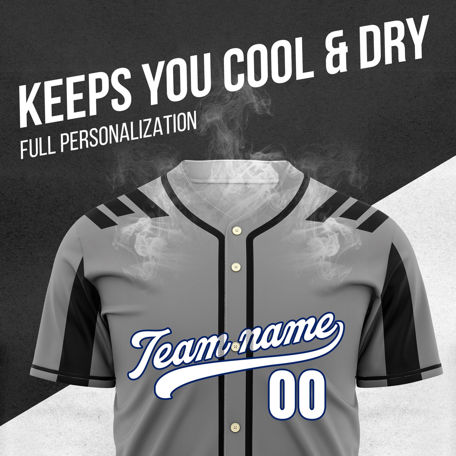 Custom Radiant Strike Grey Raglan Style Baseball Sports Jersey Personalized Uniform with Name & Number