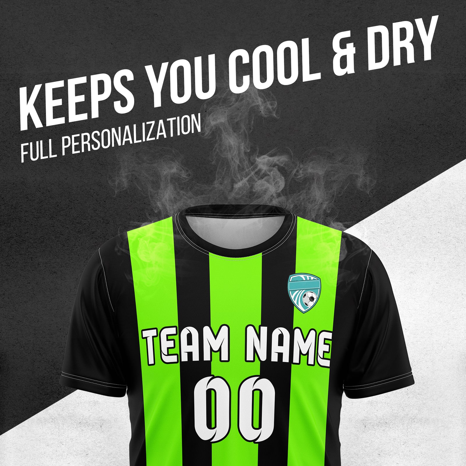 Custom Striker Stripe Black Soccer sport Tops Jersey