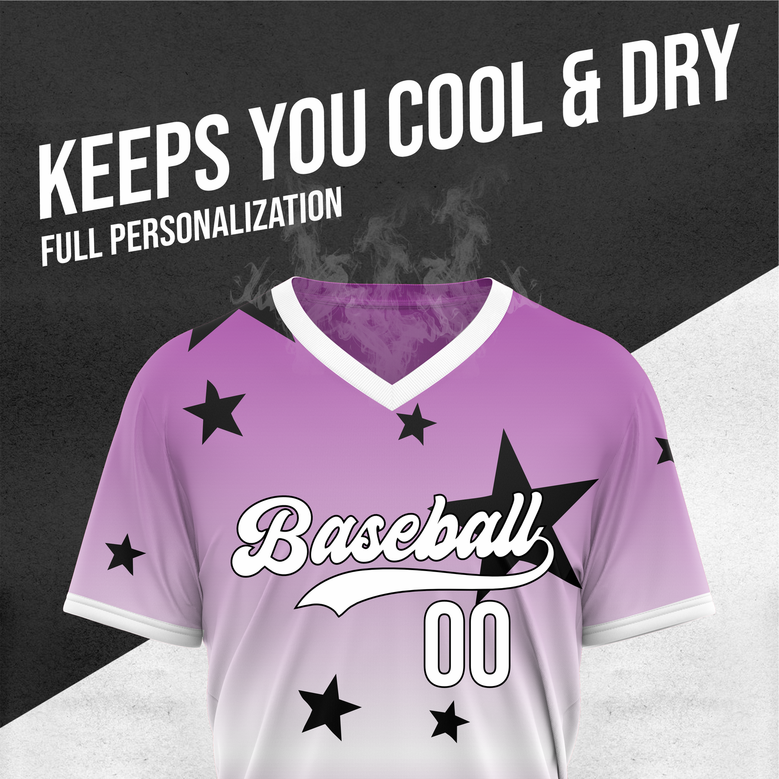 Custom Starfall Gradient Baseball Purple Sports Jersey Personalized Uniform with Name & Number