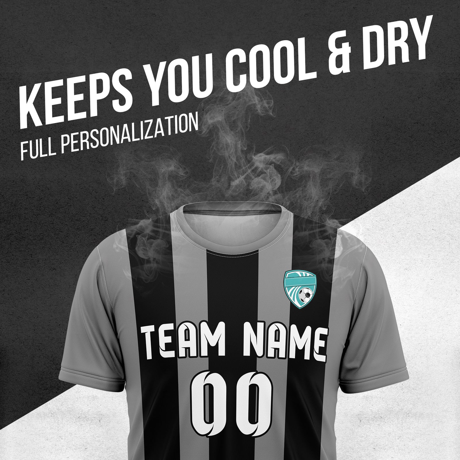 Custom Striker Stripe Dark Grey Soccer sport Tops Jersey