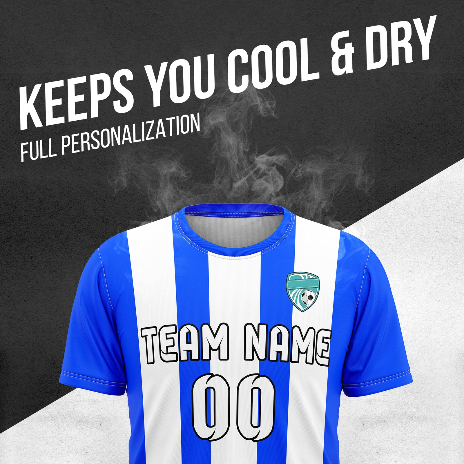 Custom Striker Stripe Blue Soccer sport Tops Jersey