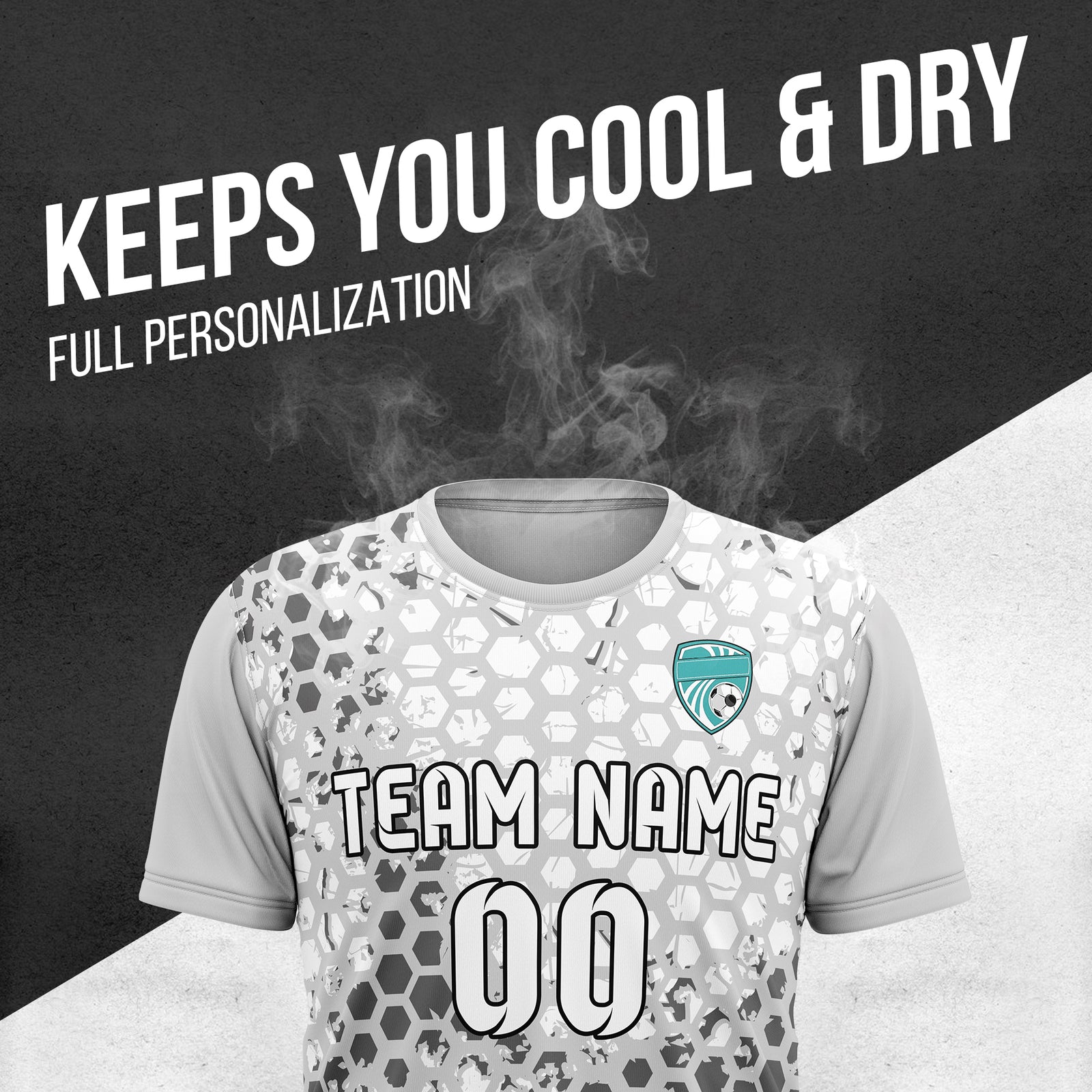 Custom Hex R-Full Pattern Soccer Grey Sport Tops Jersey