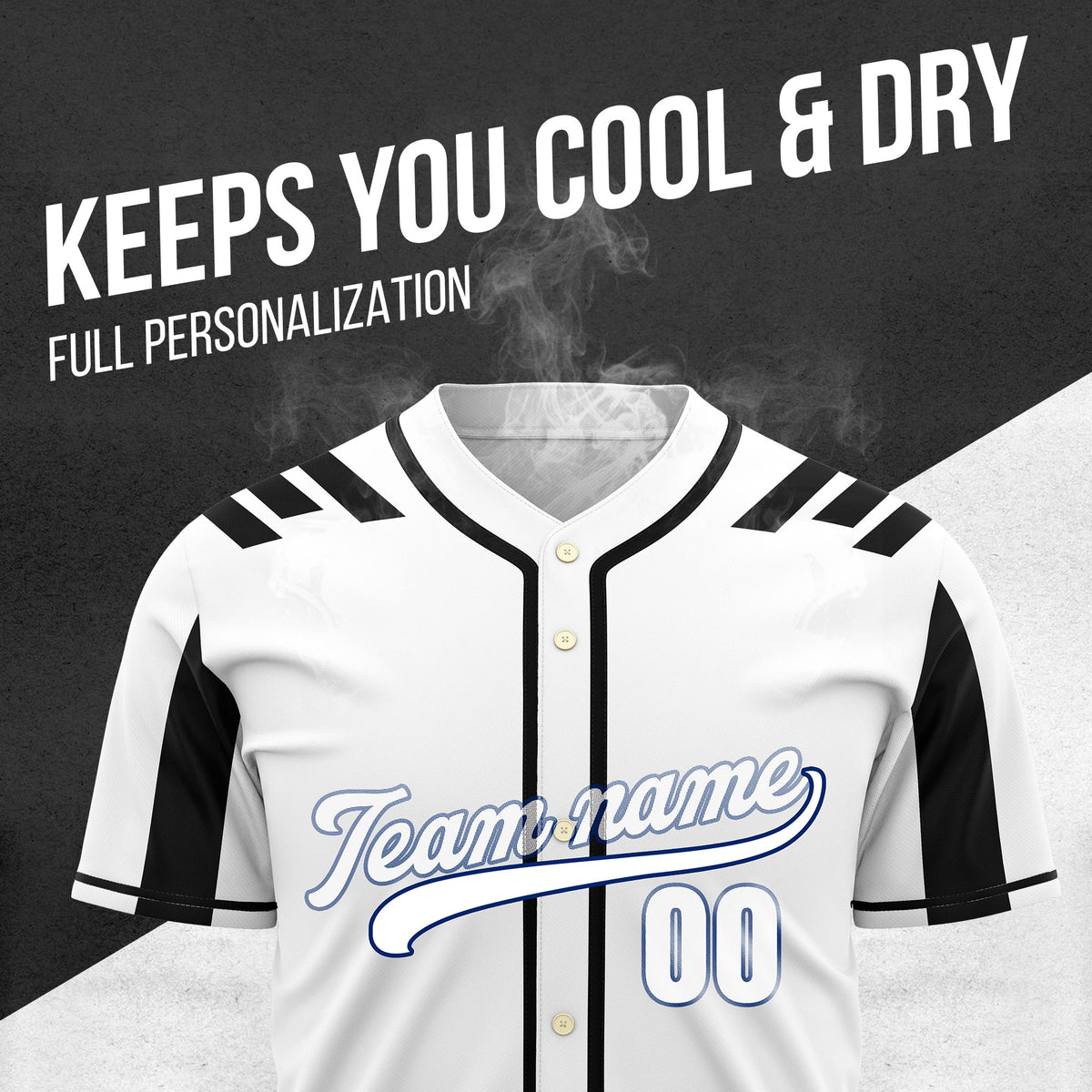 Custom Radiant Strike White Raglan Style Baseball Sports Jersey Personalized Uniform with Name & Number