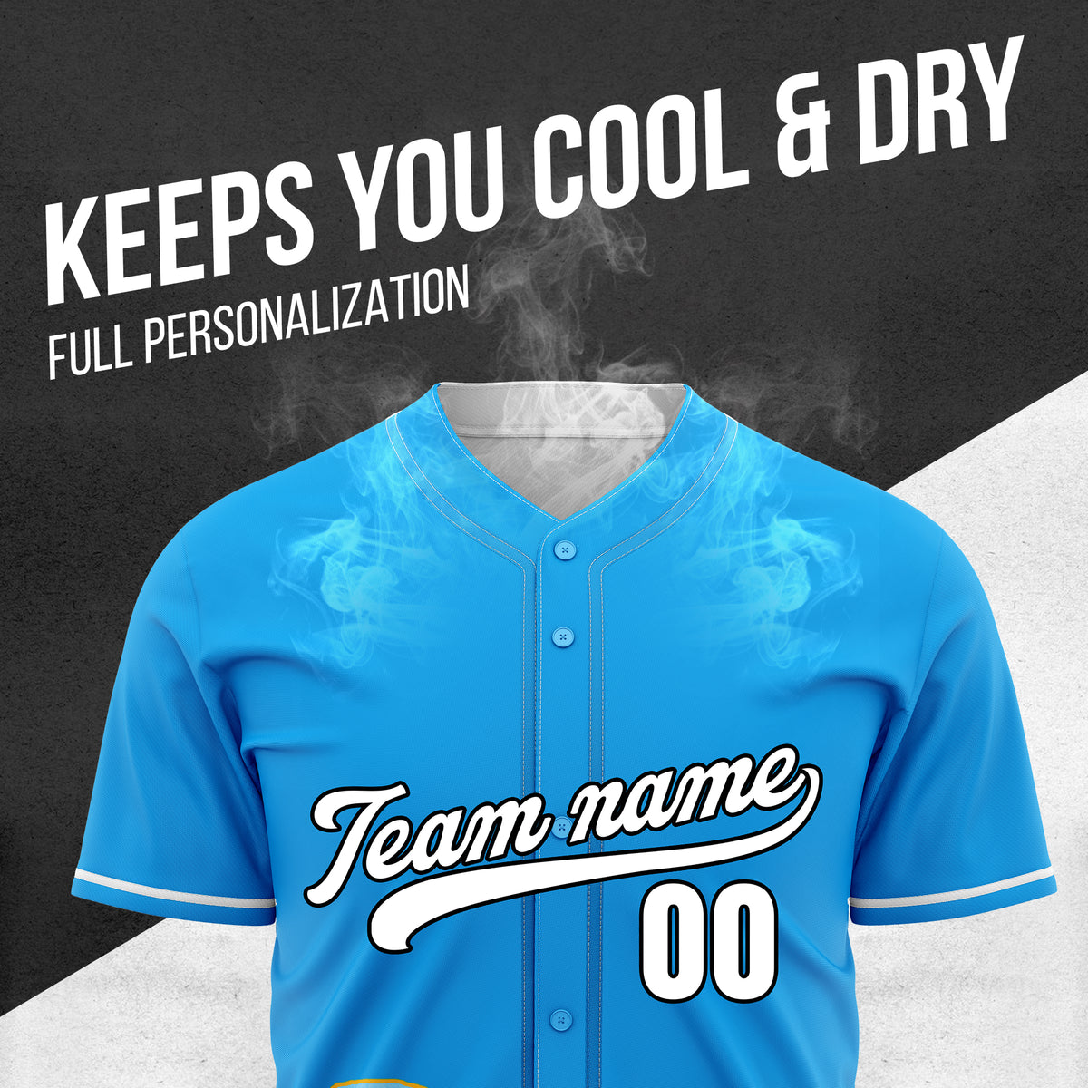 Custom Blue Wave Baseball Sports Jersey Personalized Uniform with Name & Number
