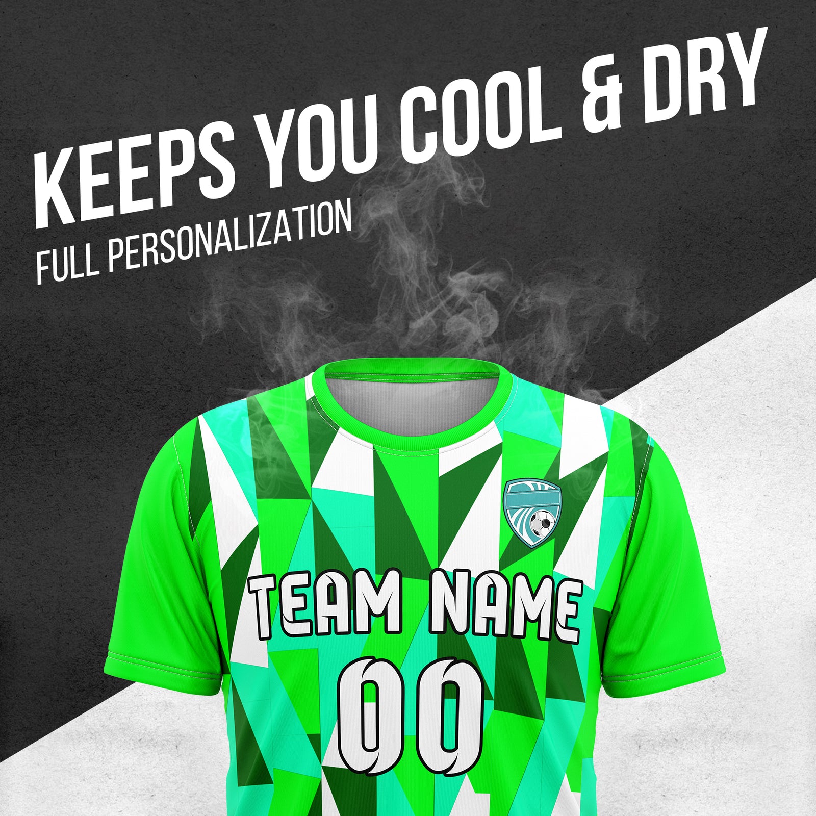 Custom Crystal R-Full Pattern Soccer Neon Green Sport Tops Jersey