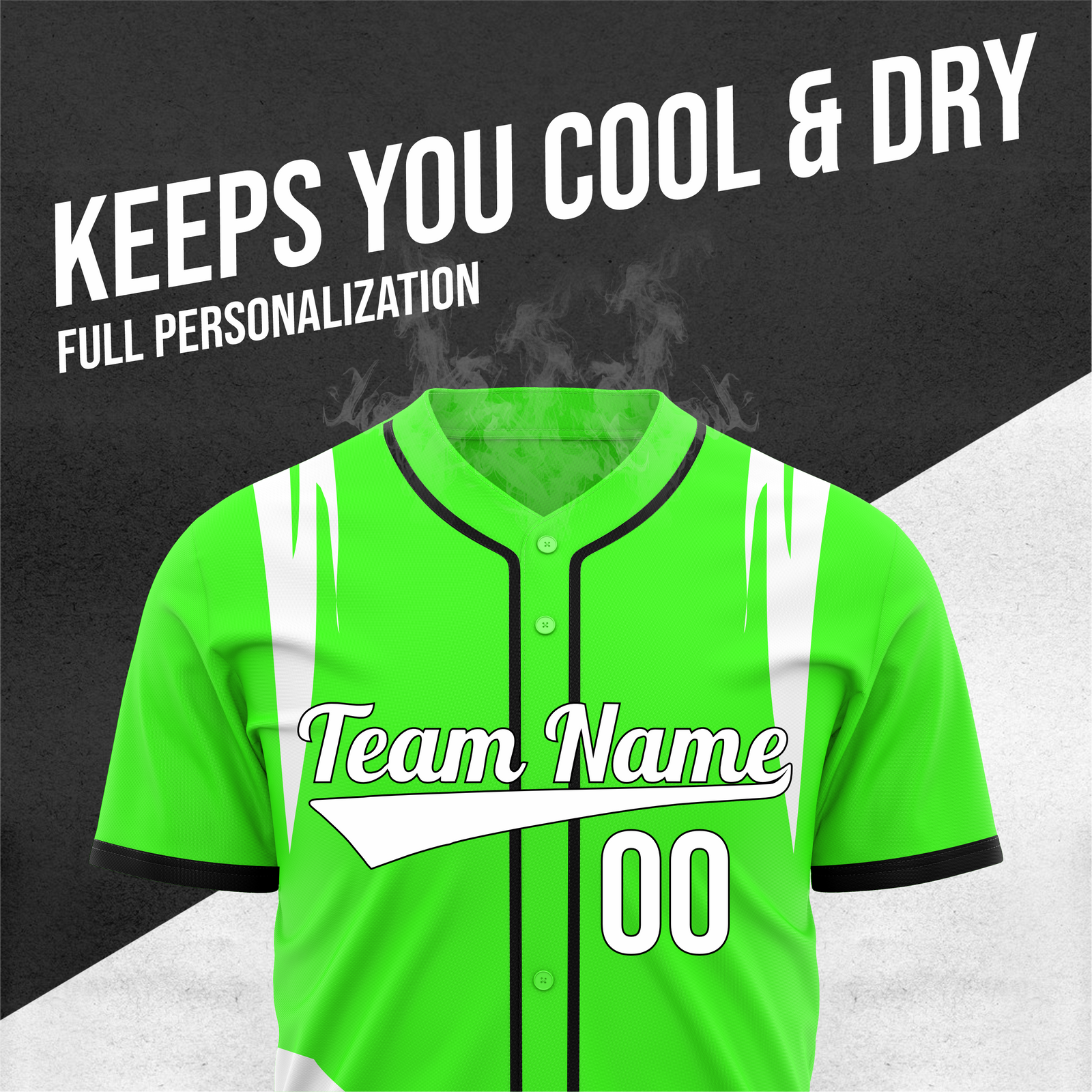 Custom Curve Edge Baseball Neon Green Sports Jersey Personalized Uniform with Name & Number