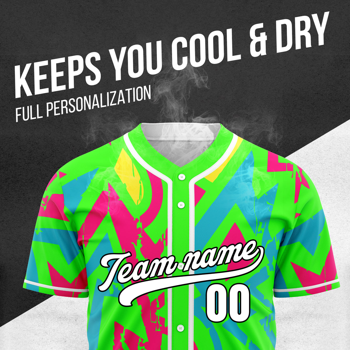 Custom Splash Neon Green Baseball Sports Jersey Personalized Uniform with Name & Number