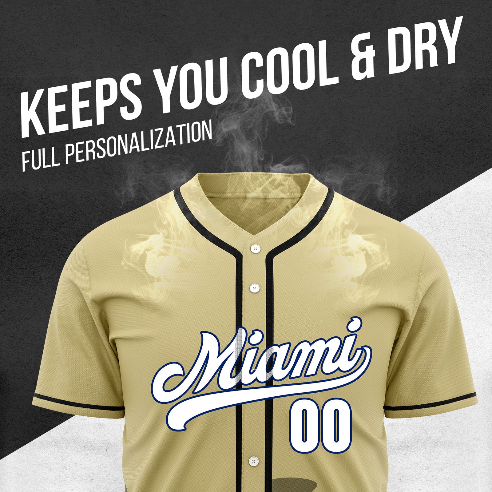 Custom City Tide Khaki Baseball Sports Jersey Personalized Uniform with Name & Number