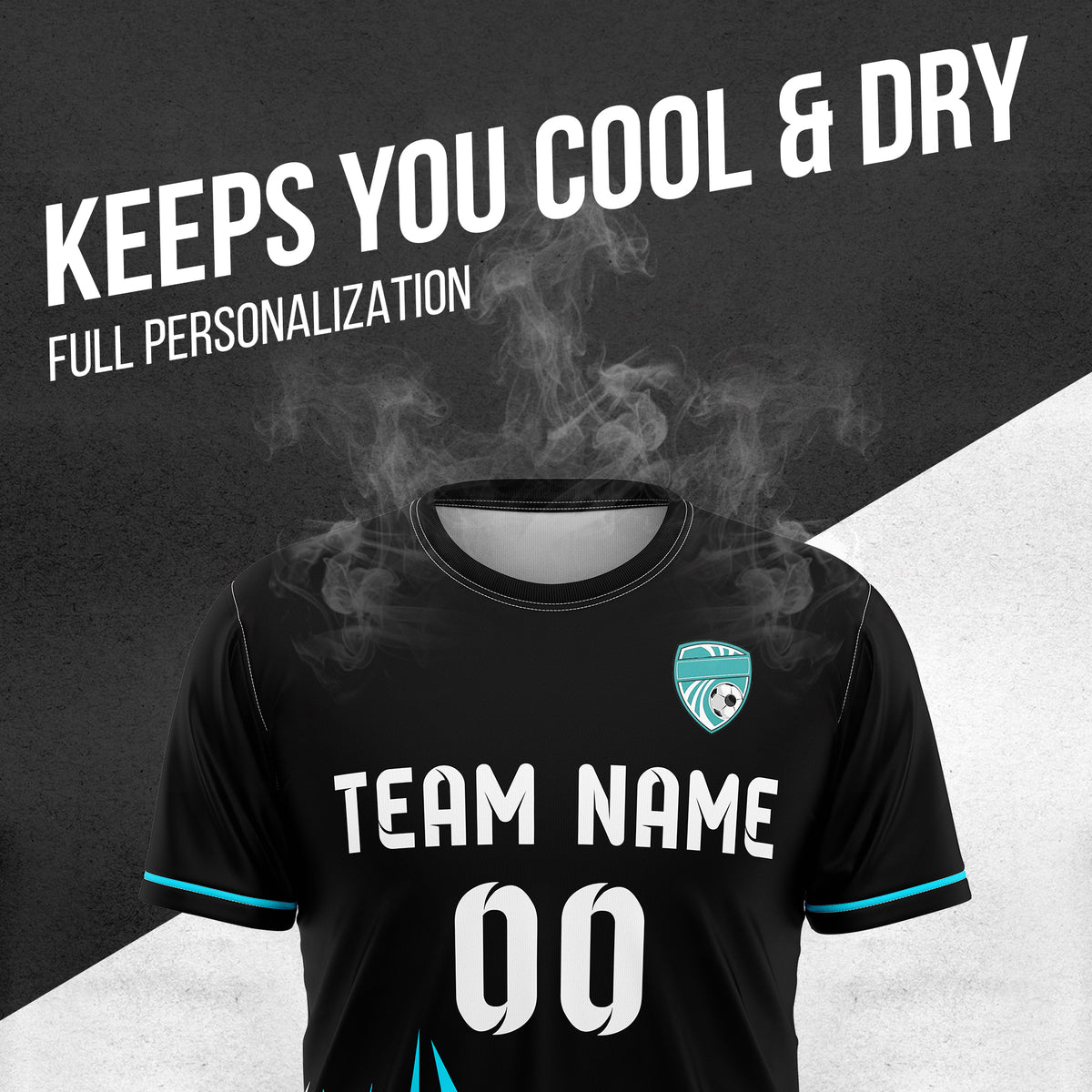 Custom Spark Strike R Side Pattern Soccer Black Sport Tops Jersey