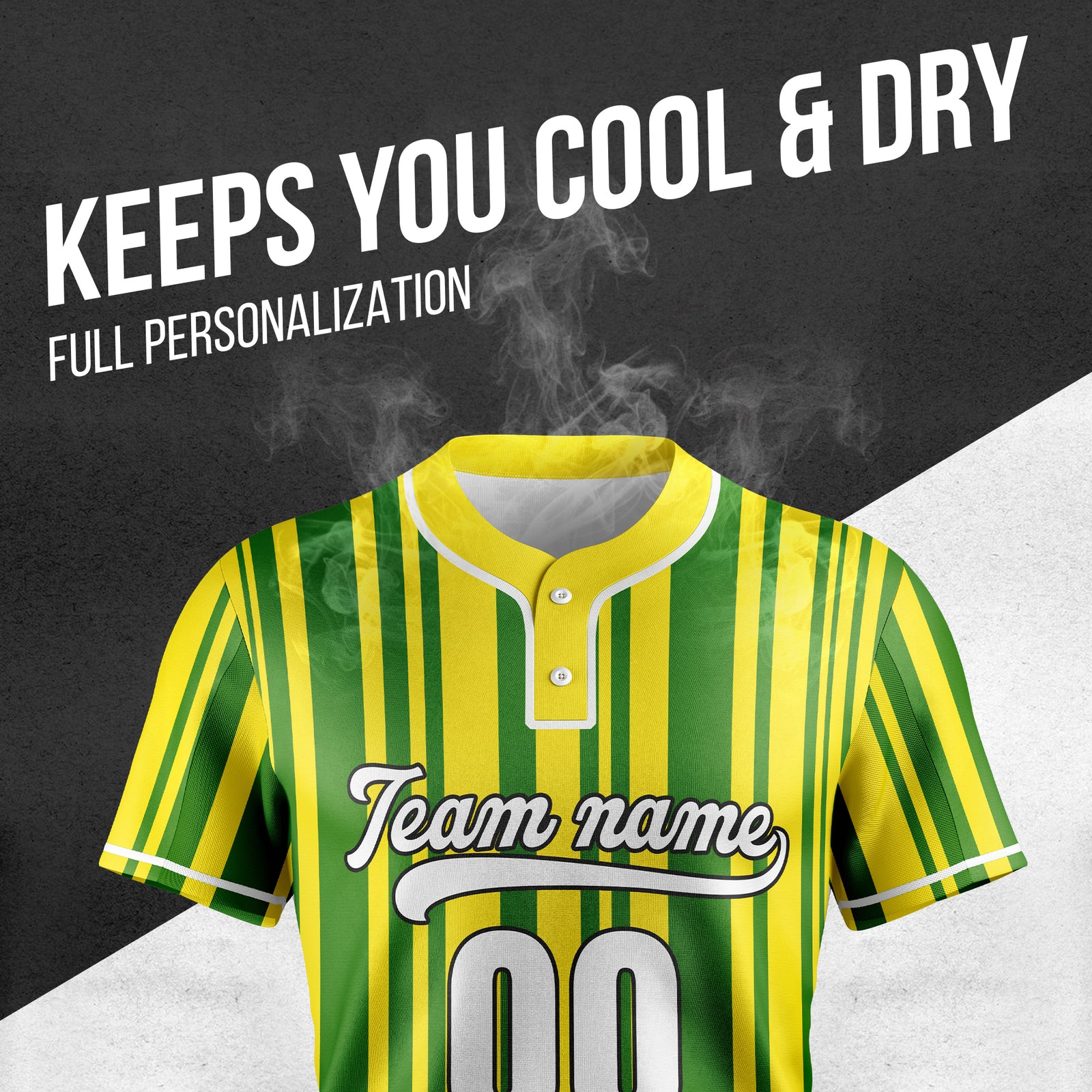 Custom Stripe Fusion Yellow Baseball Sports Jersey Personalized Uniform with Name & Number