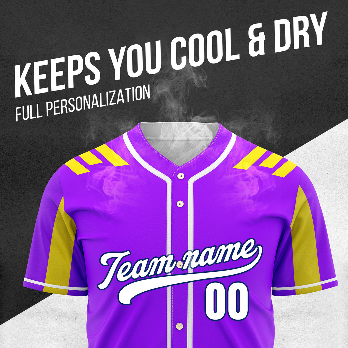 Custom Radiant Strike Purple Raglan Style Baseball Sports Jersey Personalized Uniform with Name & Number