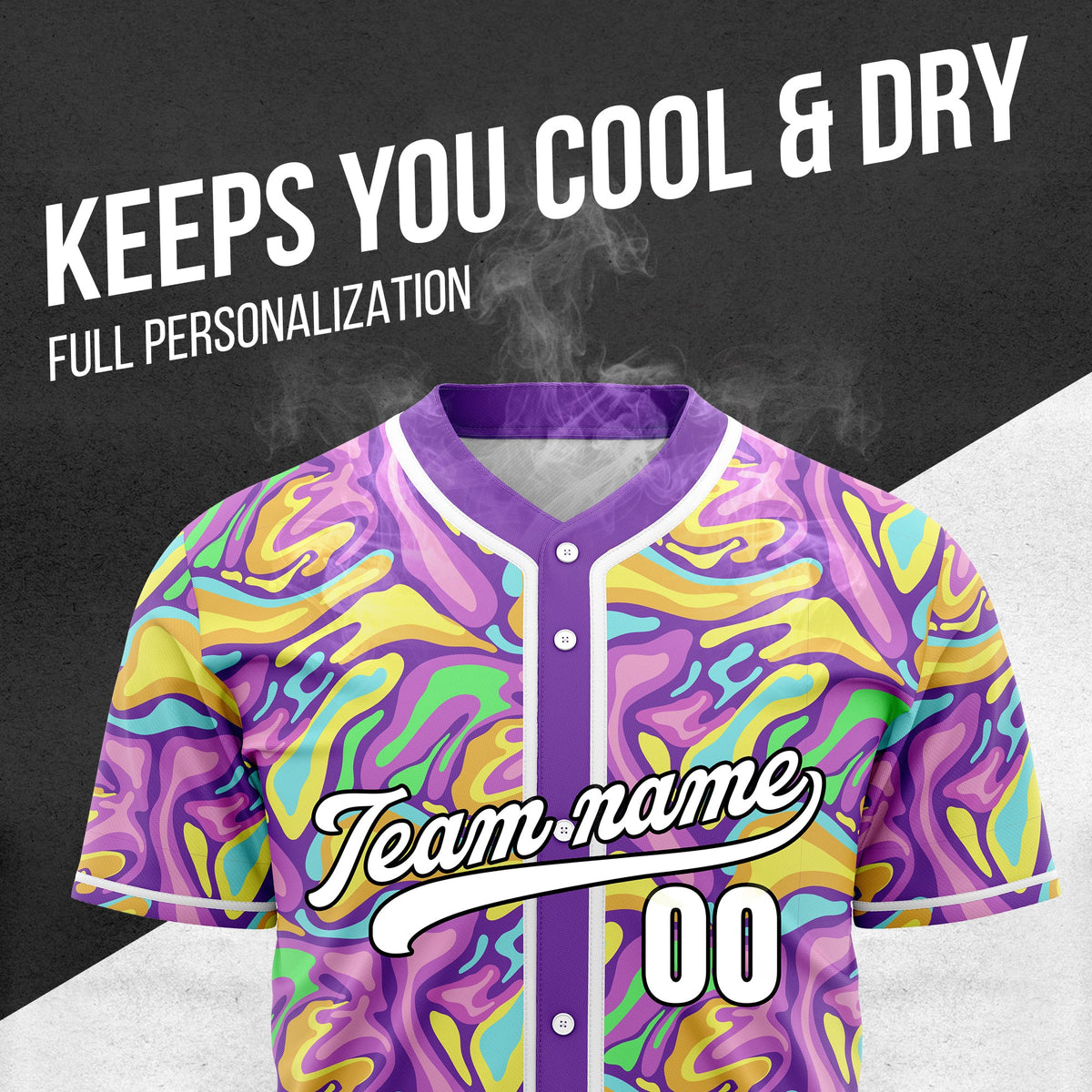 Custom Graffiti Baseball Purple Sports Jersey Personalized Uniform with Name & Number