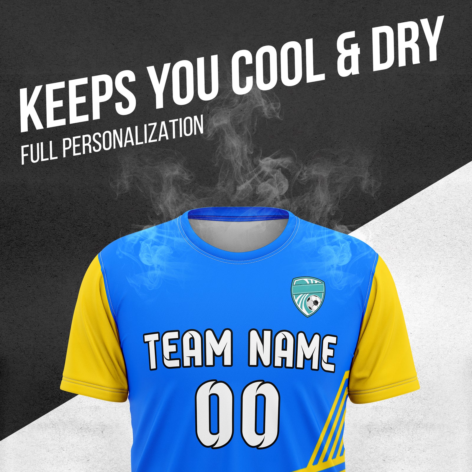 Custom Rapid Line R Side Pattern Soccer Blue sport Tops Jersey