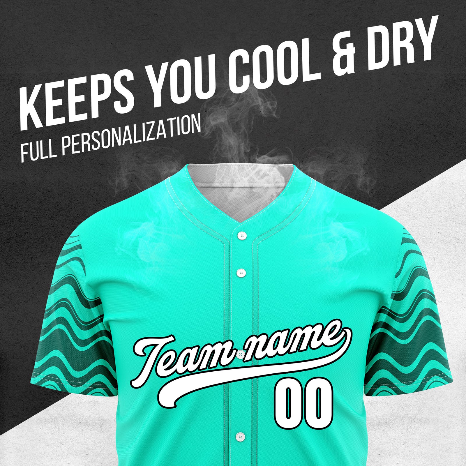 Custom Wave Aqua Baseball Sports Jerseys Personalized Uniform with Name & Number