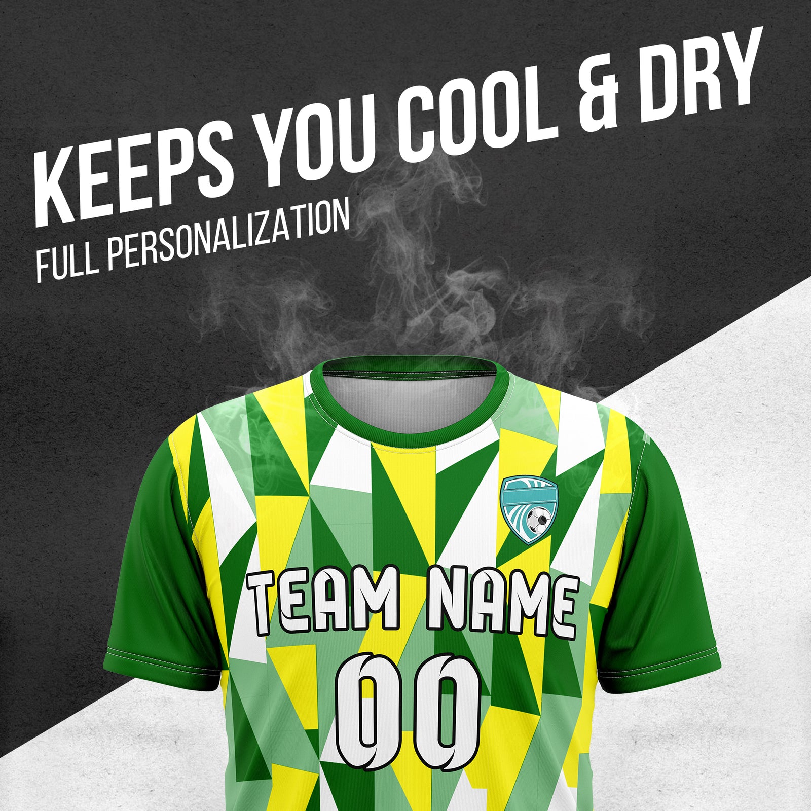 Custom Crystal R-Full Pattern Soccer Green Sport Tops Jersey