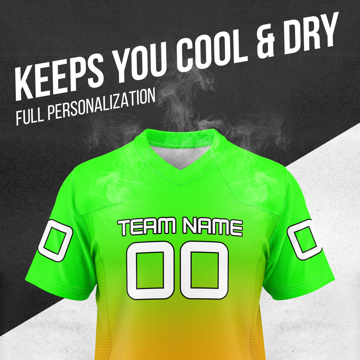 Custom Elite Neon Green Gradient Mesh Authentic Football Jersey