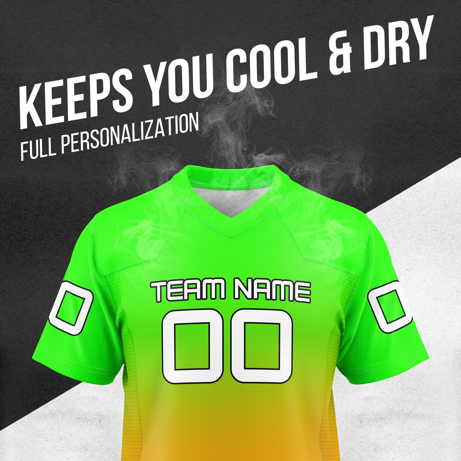 Custom Elite Neon Green Gradient Mesh Authentic Football Jersey