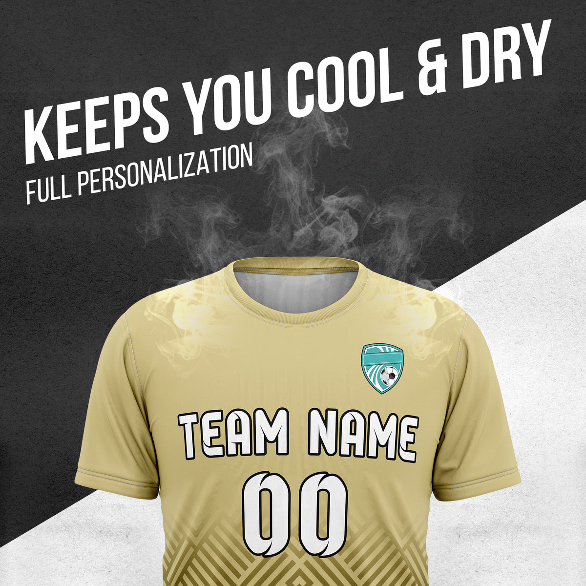Custom Shadow Line R Side Pattern Soccer khaki Sport Tops Jersey