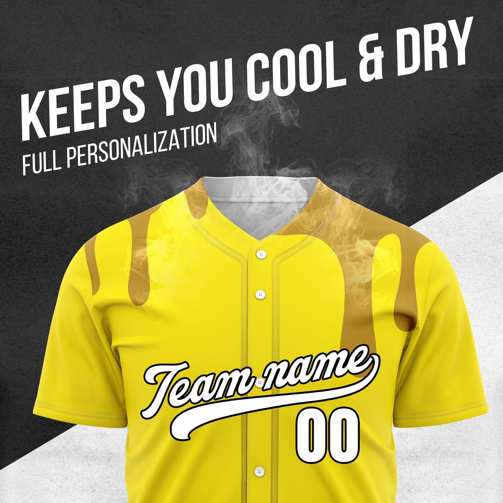 Custom Ink Dripline Yellow Sports Jersey Personalized Uniform with Name & Number