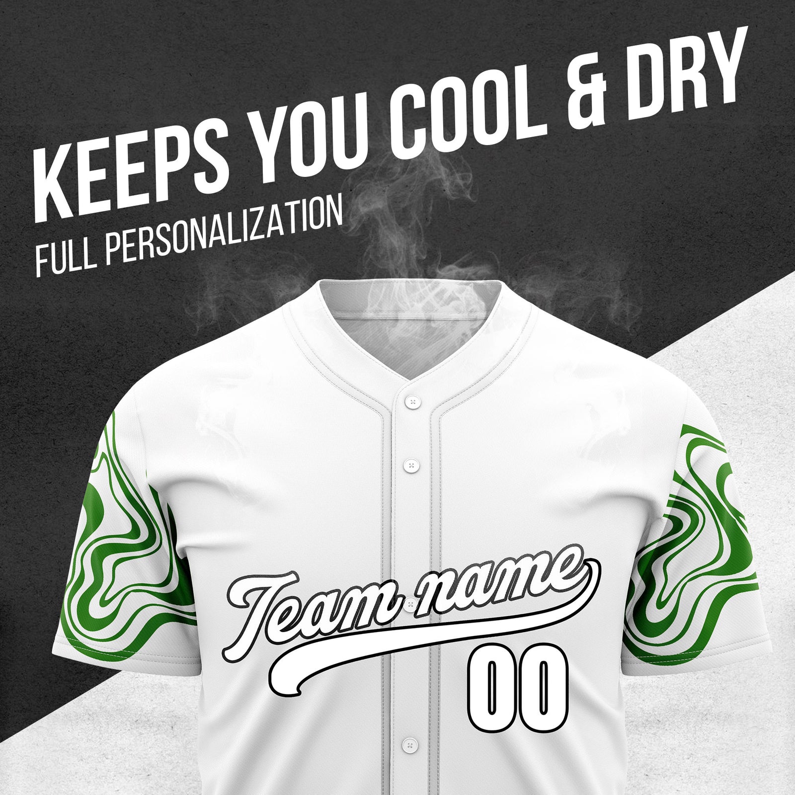 Custom Wave White Baseball Sports Jerseys Personalized Uniform with Name & Numbers