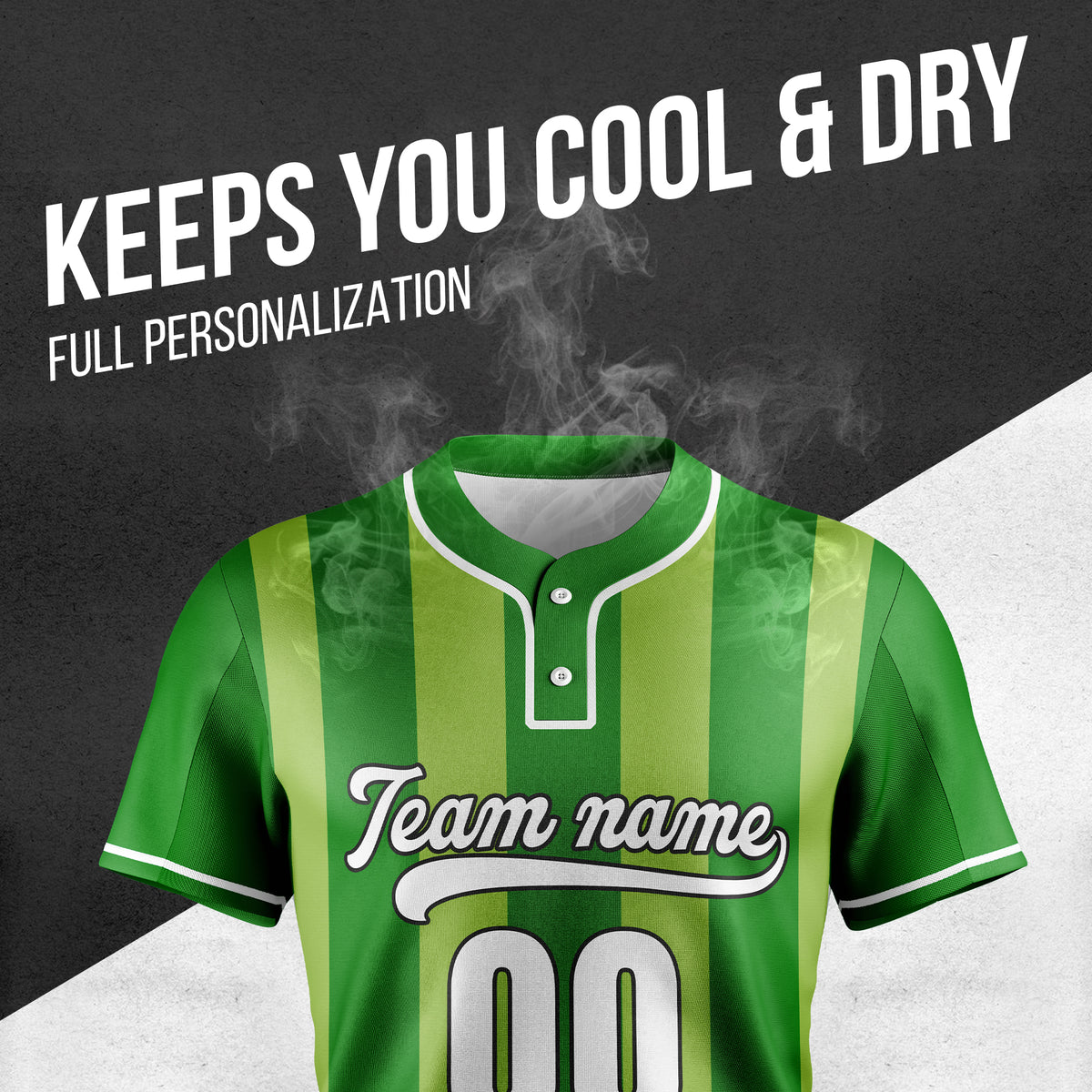Custom Dual Stripe Green Baseball Sports Jersey Personalized Uniform with Name & Number