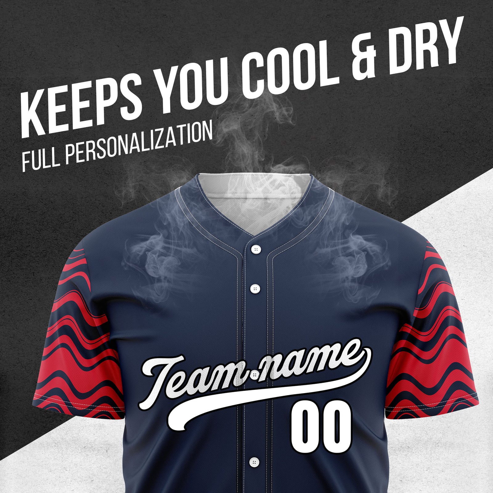 Custom Wave Navy Baseball Sports Jerseys Personalized Uniform with Name & Number