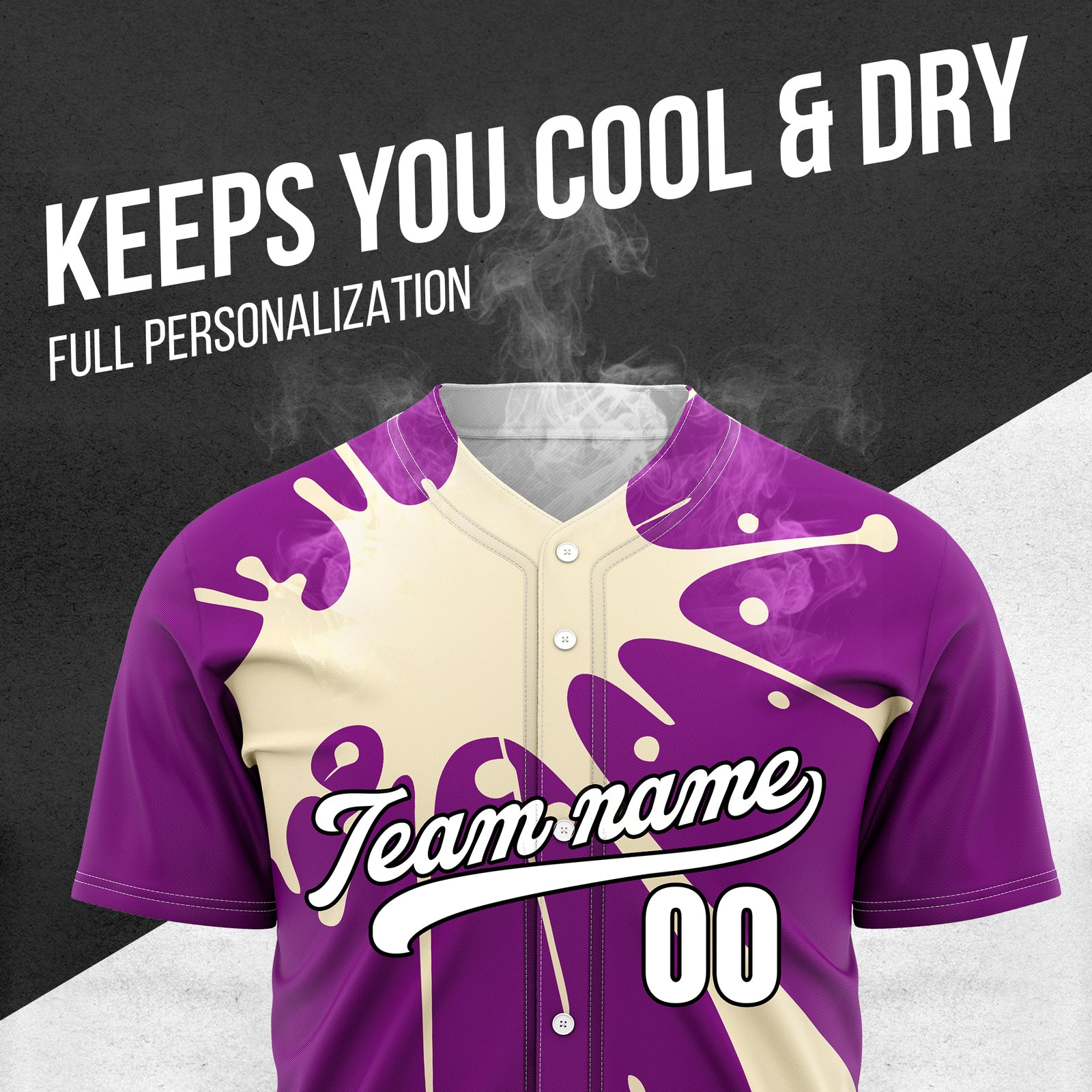 Custom Paint Burst Purple Sports Jersey Personalized Uniform with Name & Number