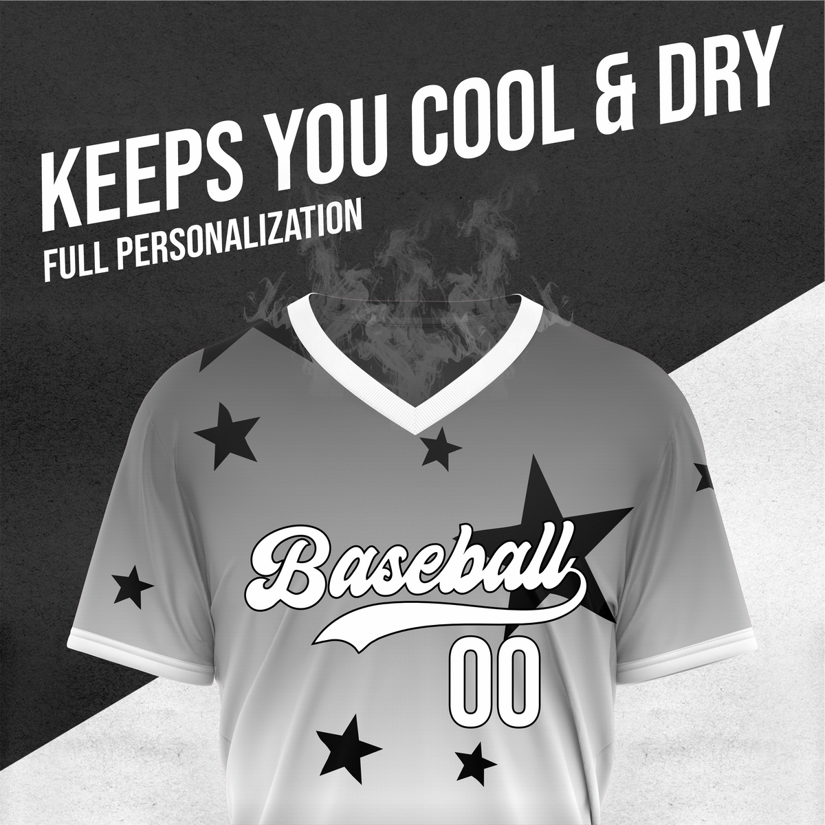 Custom Starfall Gradient Baseball Black Sports Jersey Personalized Uniform with Name & Number