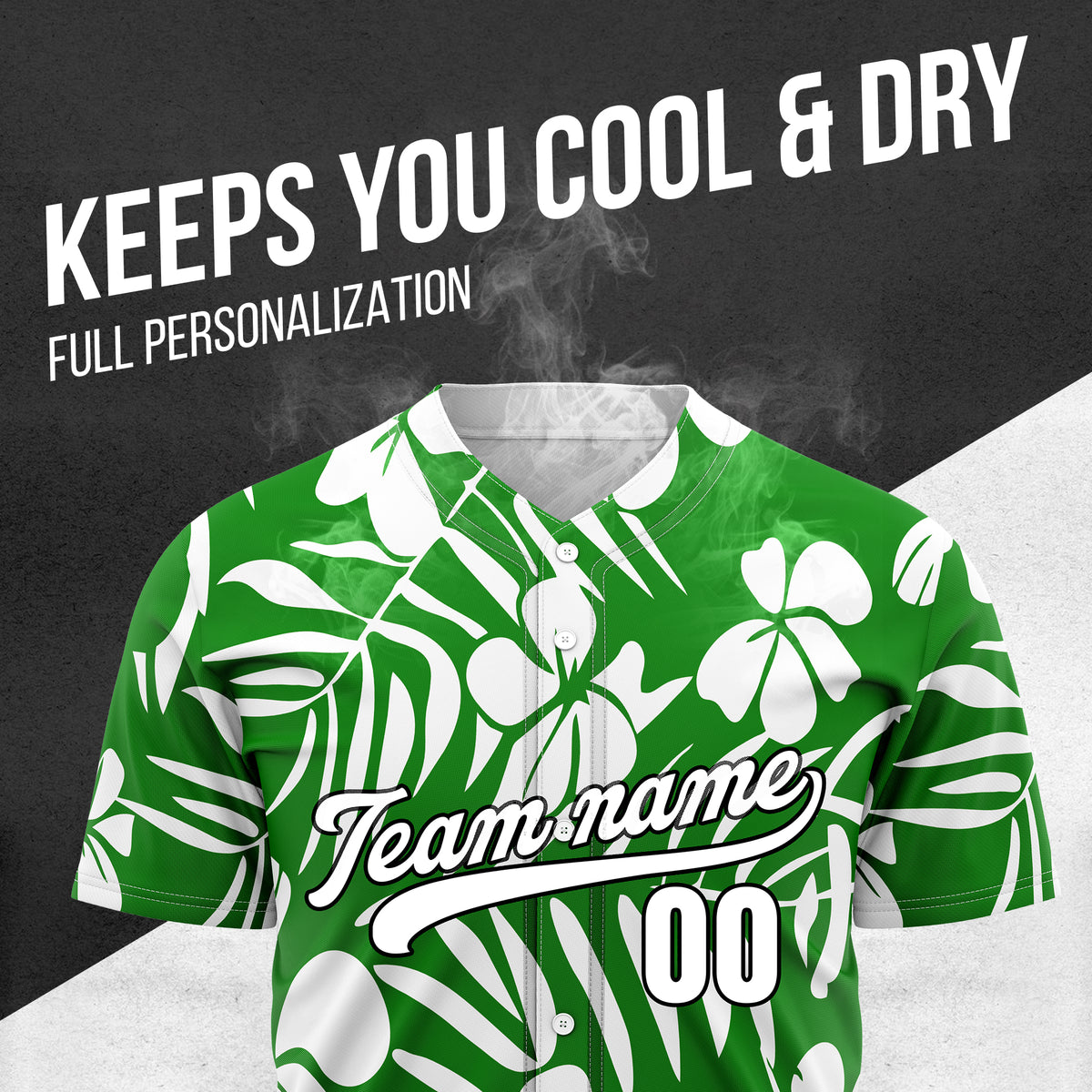 Custom Hawaiian Green Baseball Sports Jersey Personalized Uniform with Name & Number