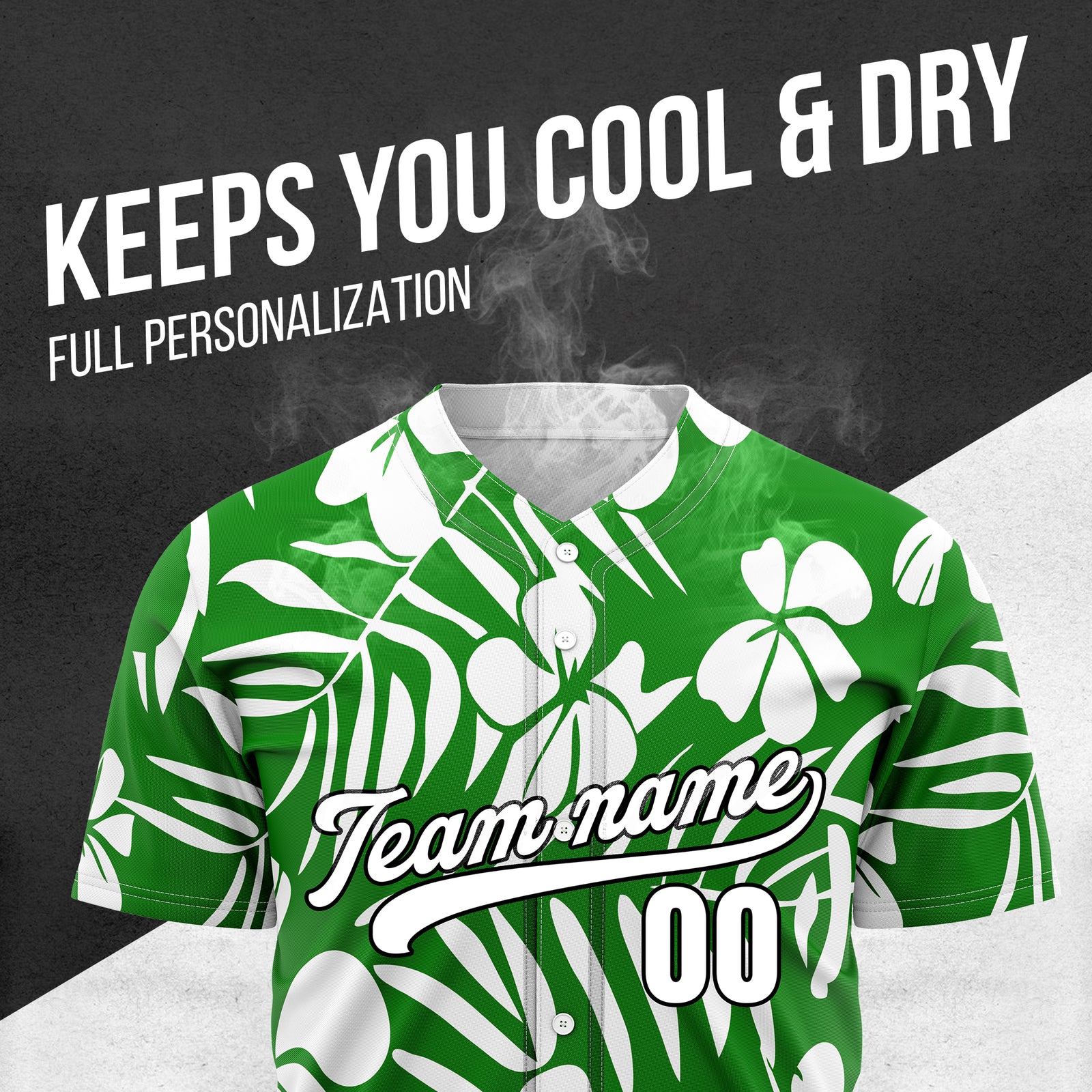 Custom Hawaiian Green Baseball Sports Jersey Personalized Uniform with Name & Number