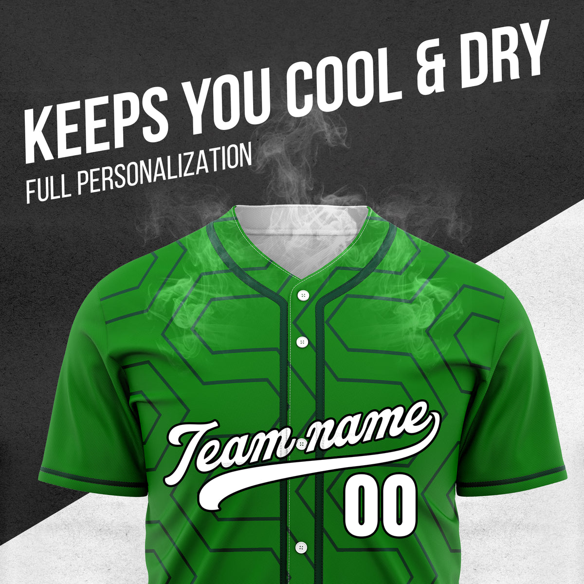 Custom Rhombus Rush Green Baseball Sports Jersey Personalized Uniform with Name & Number