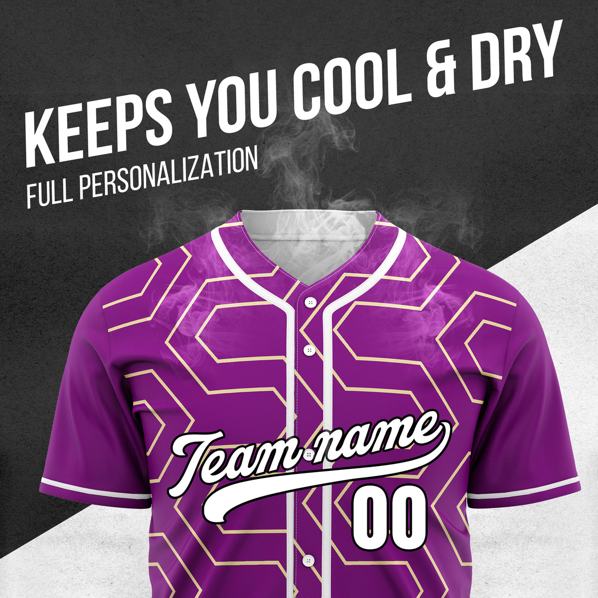 Custom Rhombus Rush Purple Baseball Sports Jersey Personalized Uniform with Name & Number