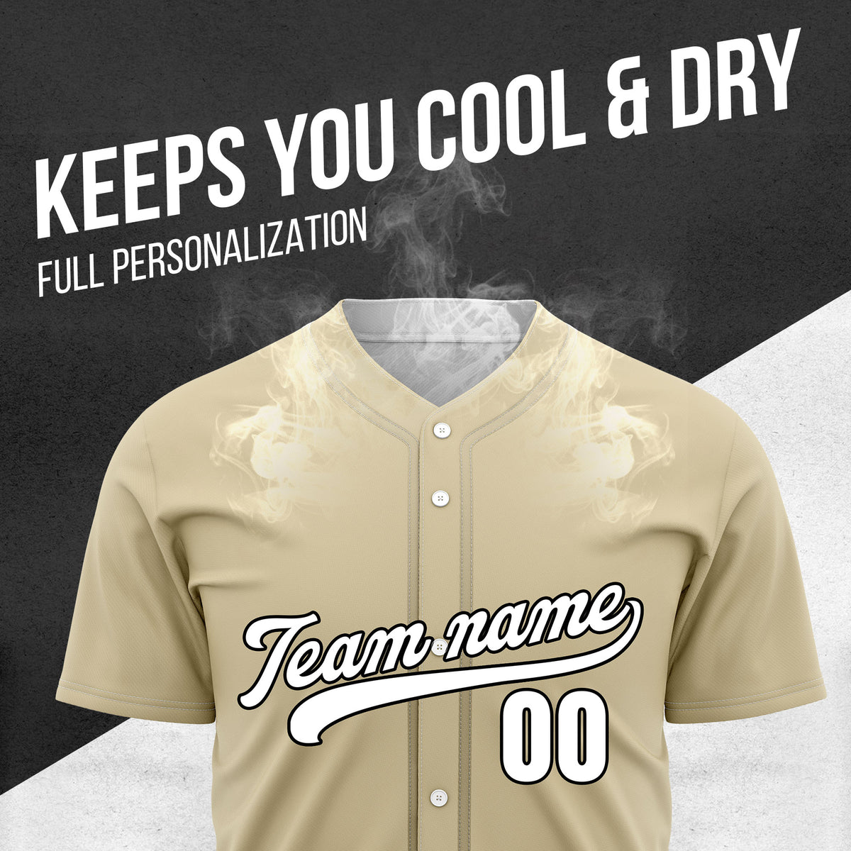 Custom Wave Khaki Baseball Sports Jersey Personalized Uniform with Name & Number