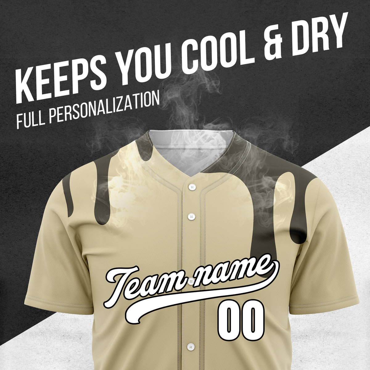 Custom Ink Dripline Khaki Sports Jersey Personalized Uniform with Name & Number