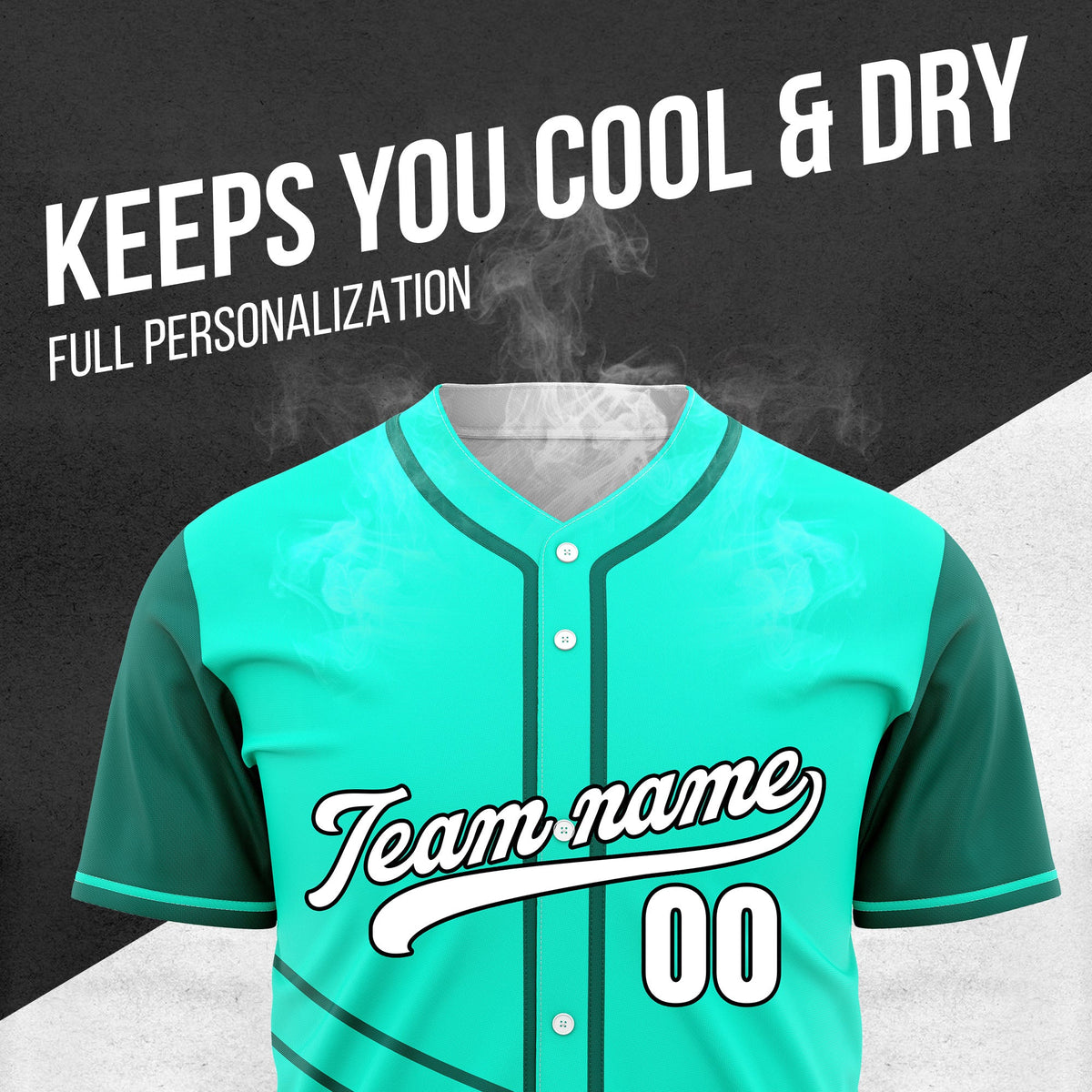 Custom Swift Aqua Raglan Style Baseball Sports Jersey Personalized Uniform with Name & Number