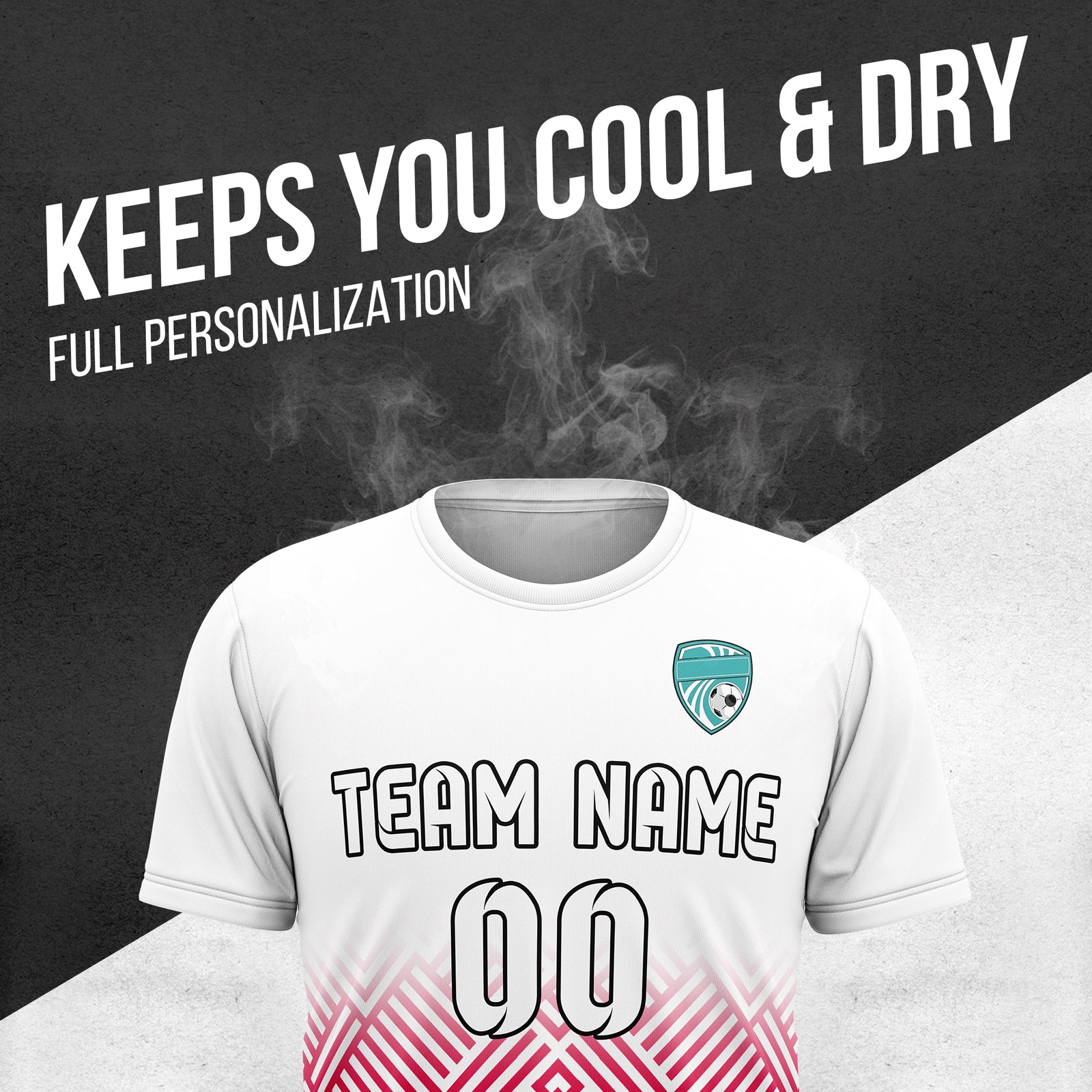Custom Shadow Line R Side Pattern Soccer White Sport Tops Jersey