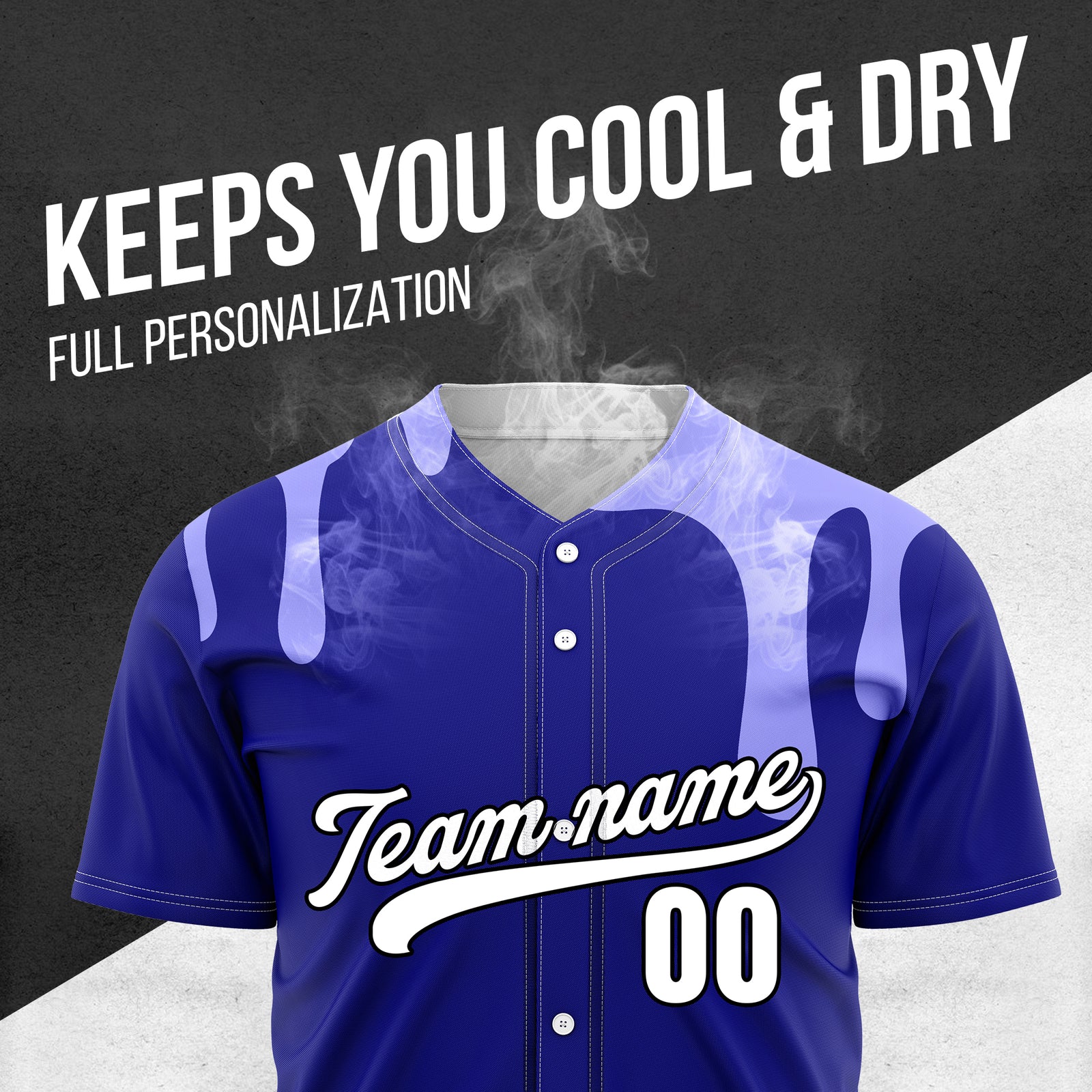 Custom Ink Dripline Blue Sports Jersey Personalized Uniform with Name & Number