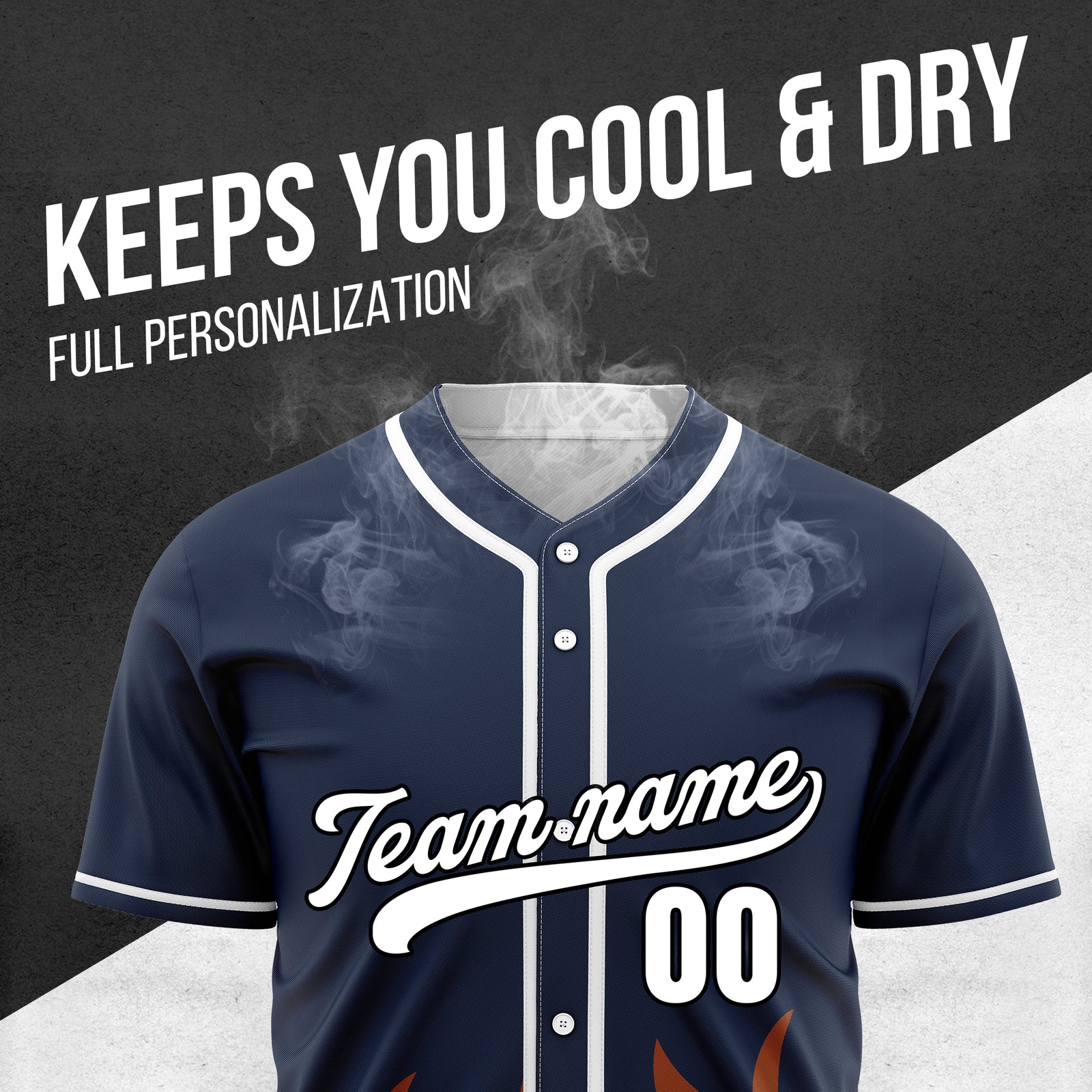 Custom Burnout Navy Baseball Sports Jersey Personalized Uniform with Name & Number