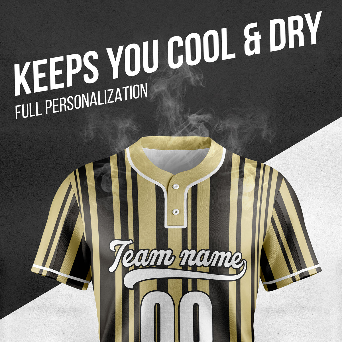 Custom Stripe Fusion Khaki Baseball Sports Jersey Personalized Uniform with Name & Number