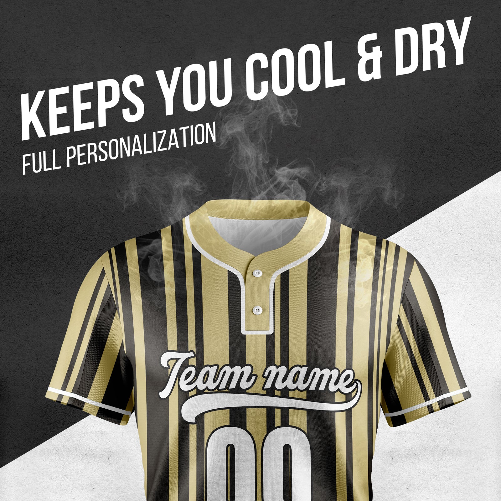 Custom Stripe Fusion Khaki Baseball Sports Jersey Personalized Uniform with Name & Number