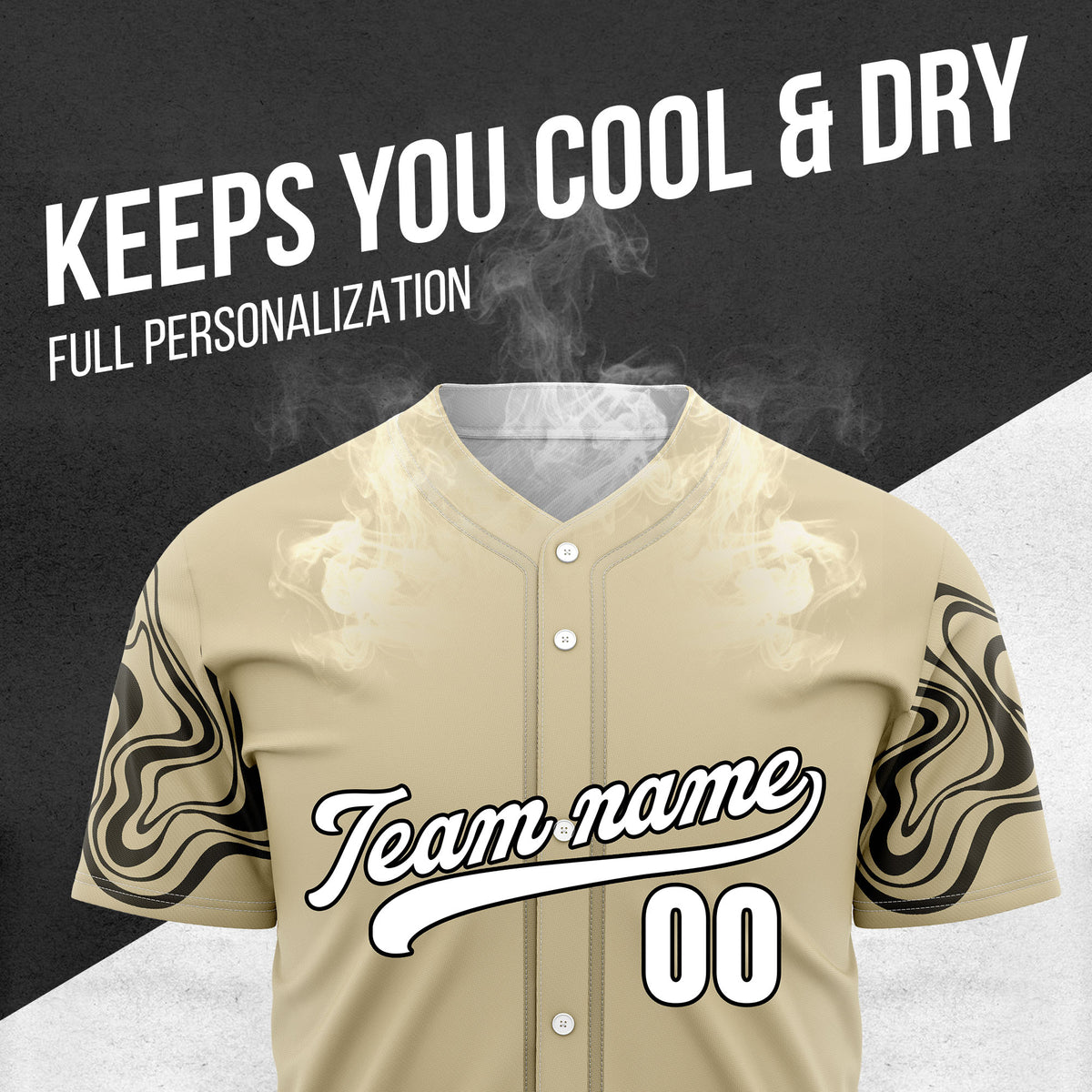 Custom Wave Khaki Baseball Sports Jerseys Personalized Uniform with Name & Numbers