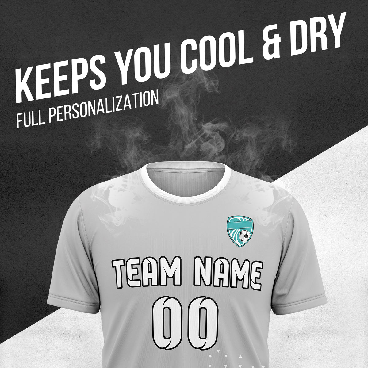 Custom Tri-Edge R Side Pattern Soccer Grey Sport Tops Jersey