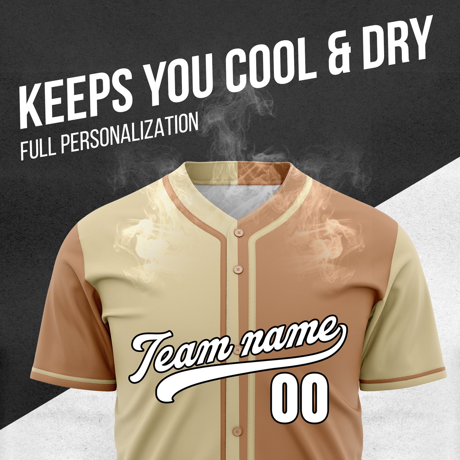 Custom Split Baseball Khaki Sports Jersey Personalized Uniform with Name & Number
