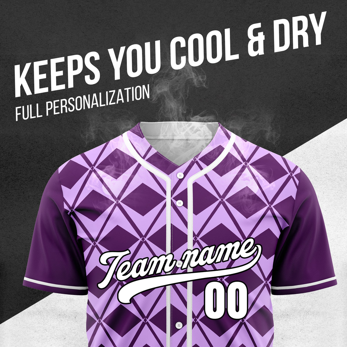Custom Rhombus Blaze Purple Baseball Sports Jersey Personalized Uniform with Name & Number
