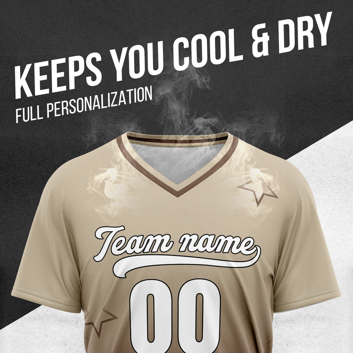 Custom Star Gradient Baseball Khaki Sports Jersey Personalized Uniform with Name & Number