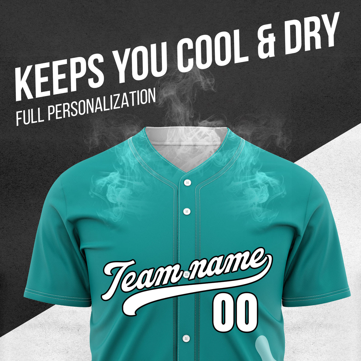 Custom Wave Teal Baseball Sport Jersey Personalized Uniform with Name & Number