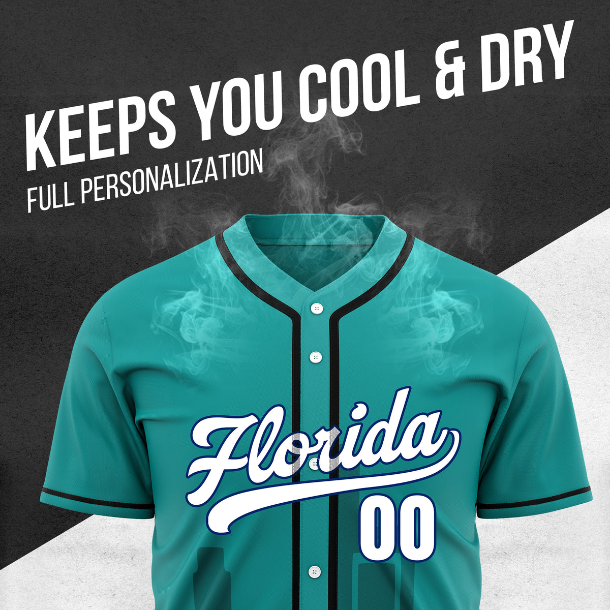 Custom City Flux Teal Baseball Sports Jersey Personalized Uniform with Name & Number