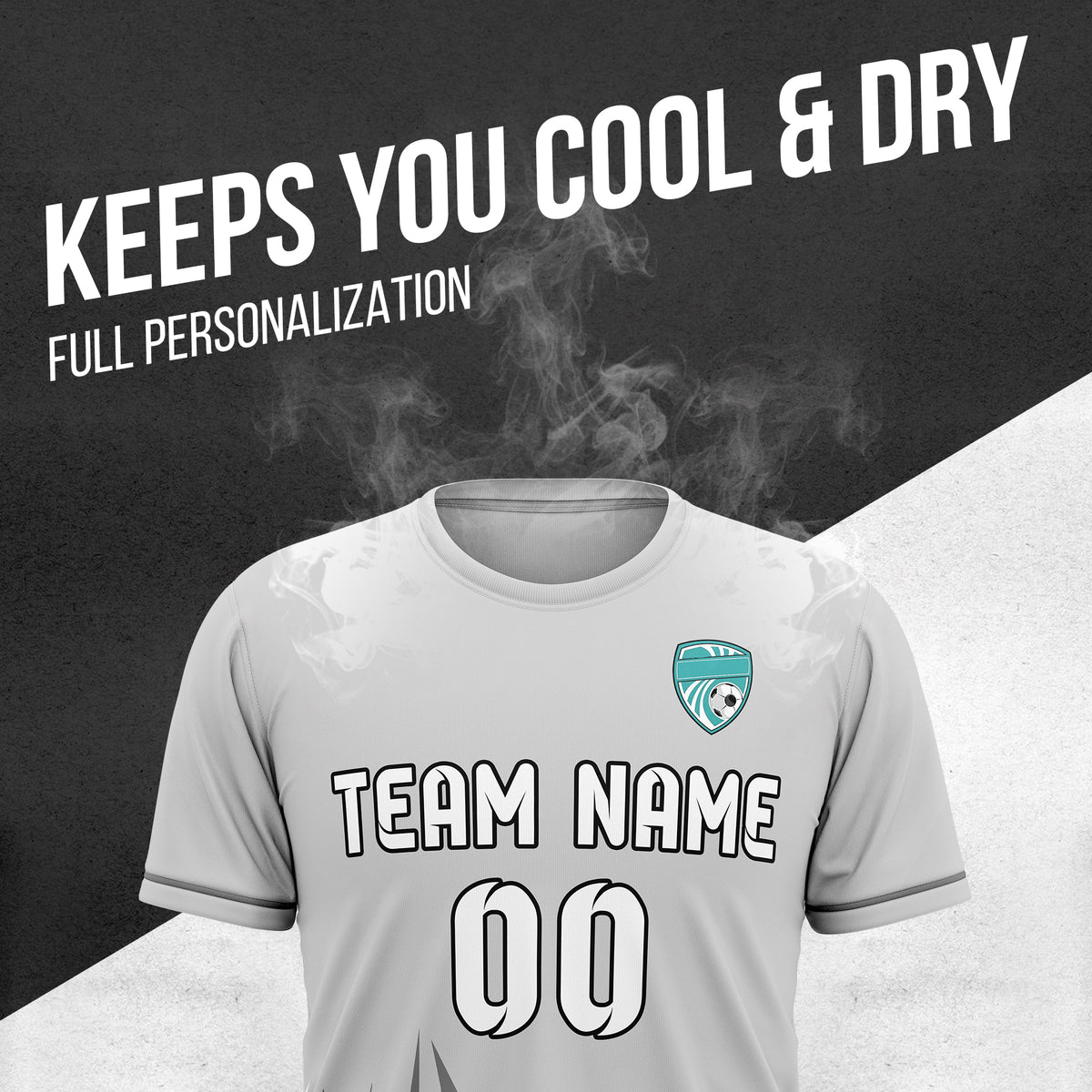 Custom Spark Strike R Side Pattern Soccer Grey Sport Tops Jersey